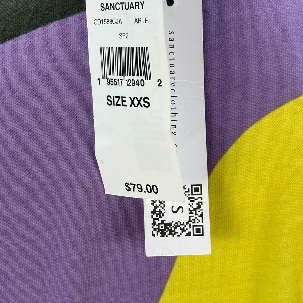 Sanctuary Short Sleeve Crew Neck Color Block T-Shirt Dress - size XXS - Picture 8 of 9